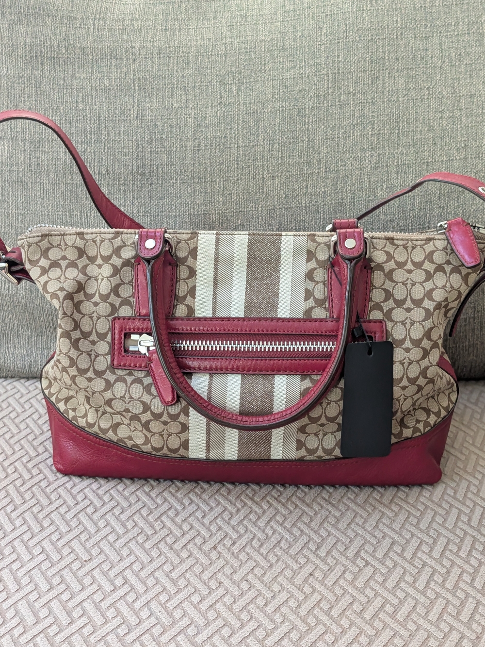 Coach Legacy Signature Stripe Molly Satchel w COA EUC - Picture 4 of 11